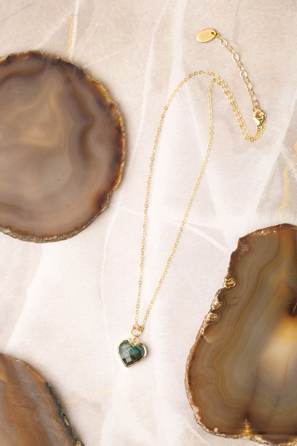 Limited Edition 16-18" Labradorite Heart Simple Necklace