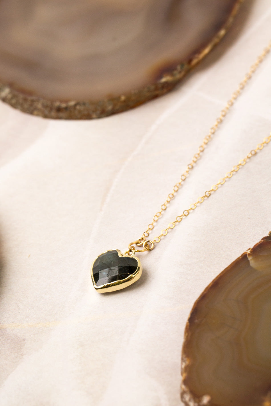Limited Edition 16-18" Labradorite Heart Simple Necklace