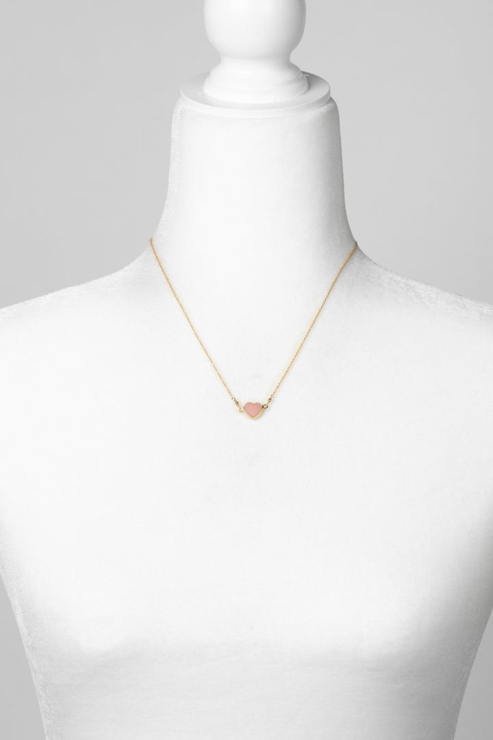 Limited Edition 15.75-18.75" Pink Opal Heart Simple Necklace