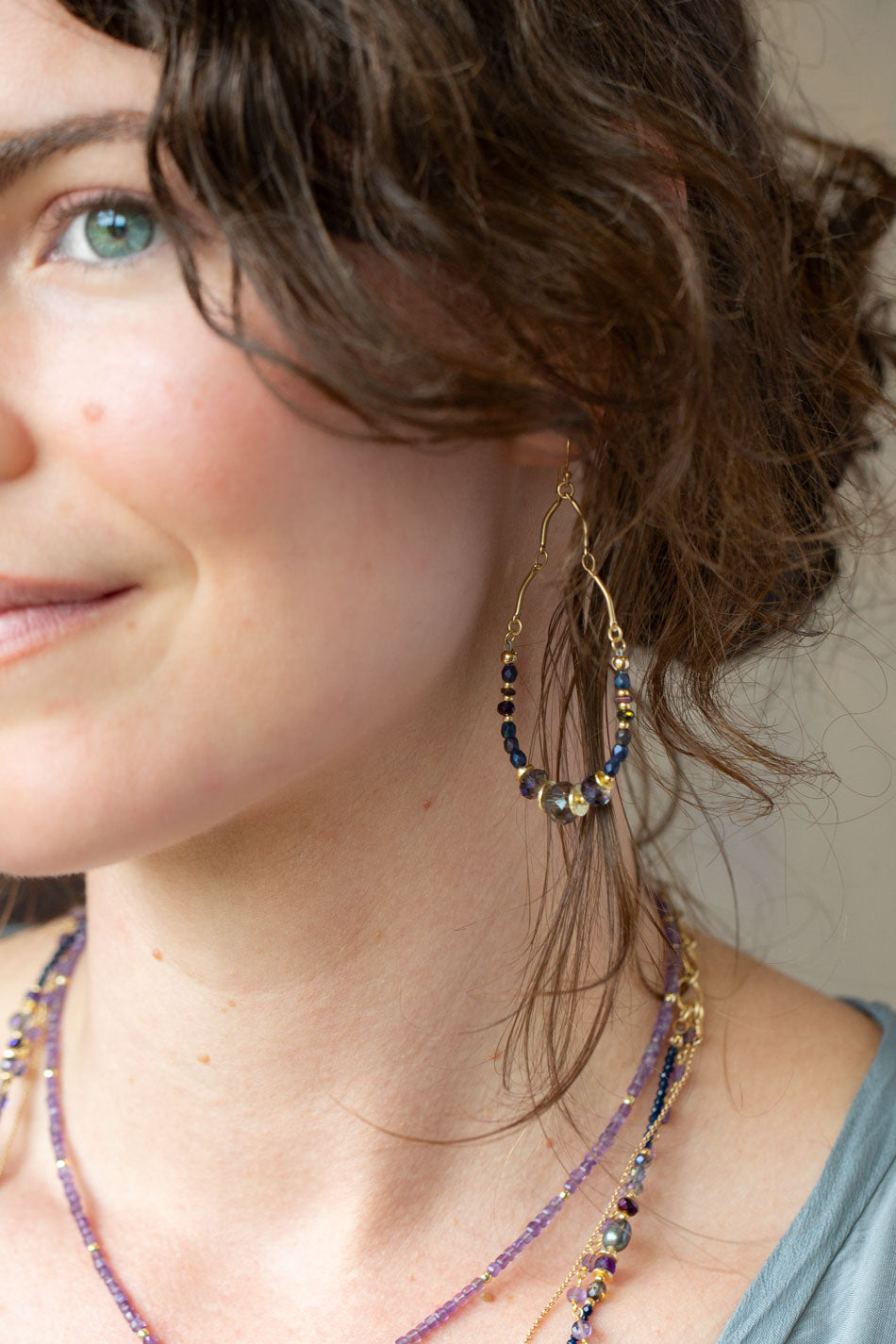 Midnight Crystal, Czech Glass Statement Earrings