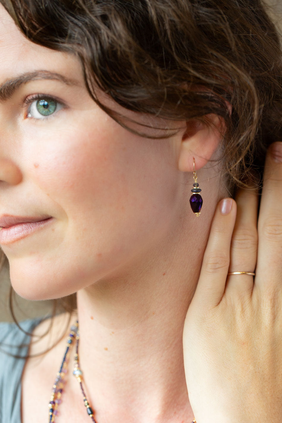 Midnight Crystal Simple Earrings