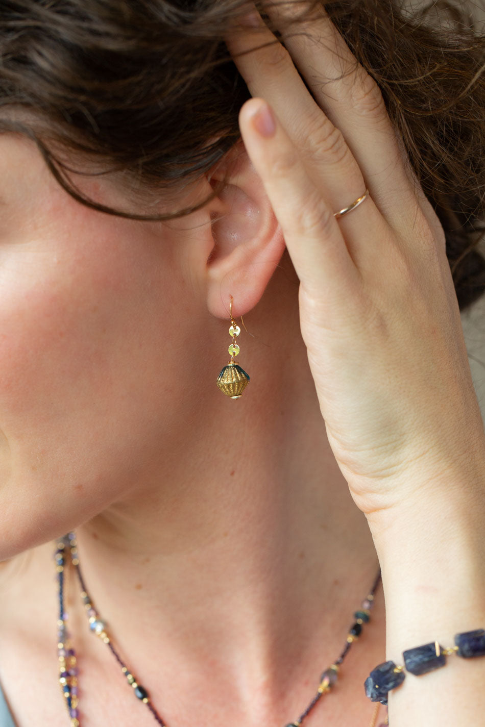 Midnight Czech Glass Dangle Earrings