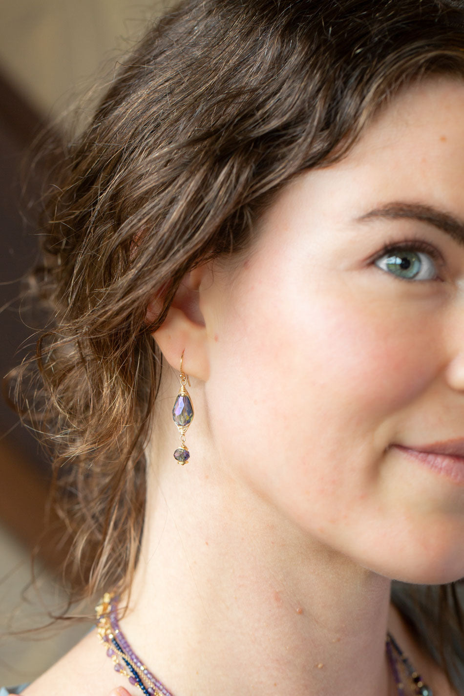 Midnight Crystal Herringbone Earrings