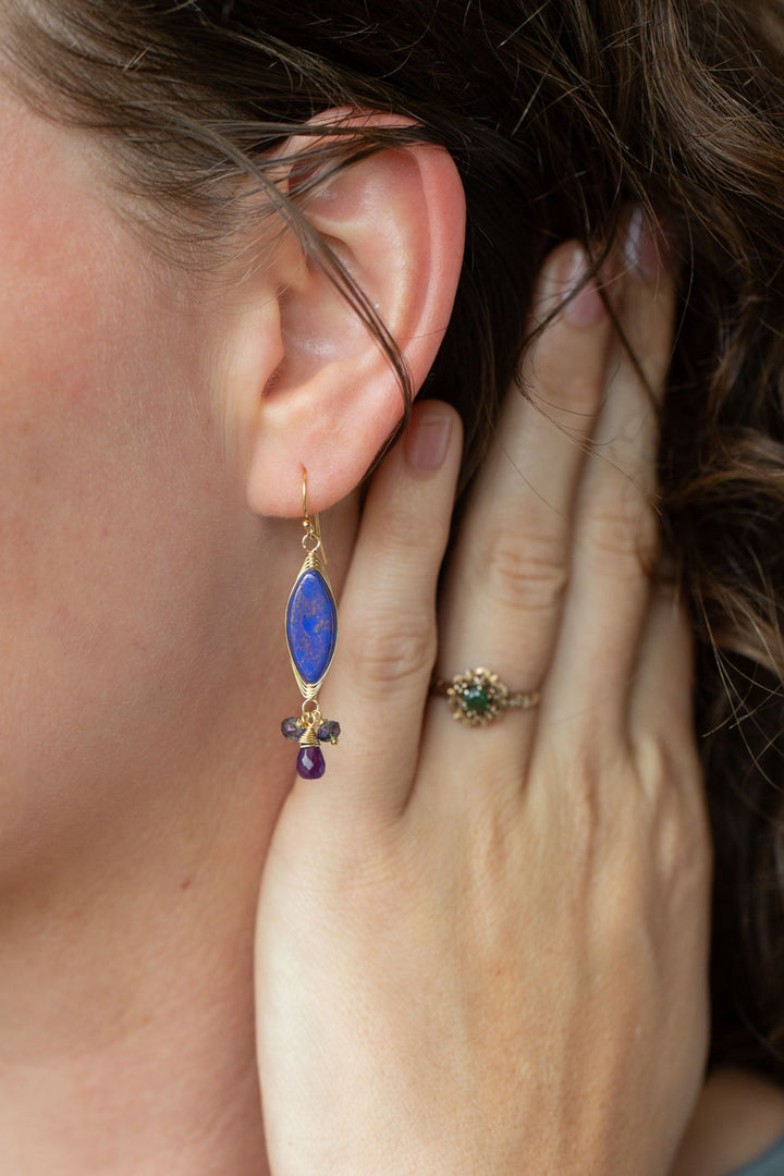 Midnight Czech Glass Herringbone Earrings