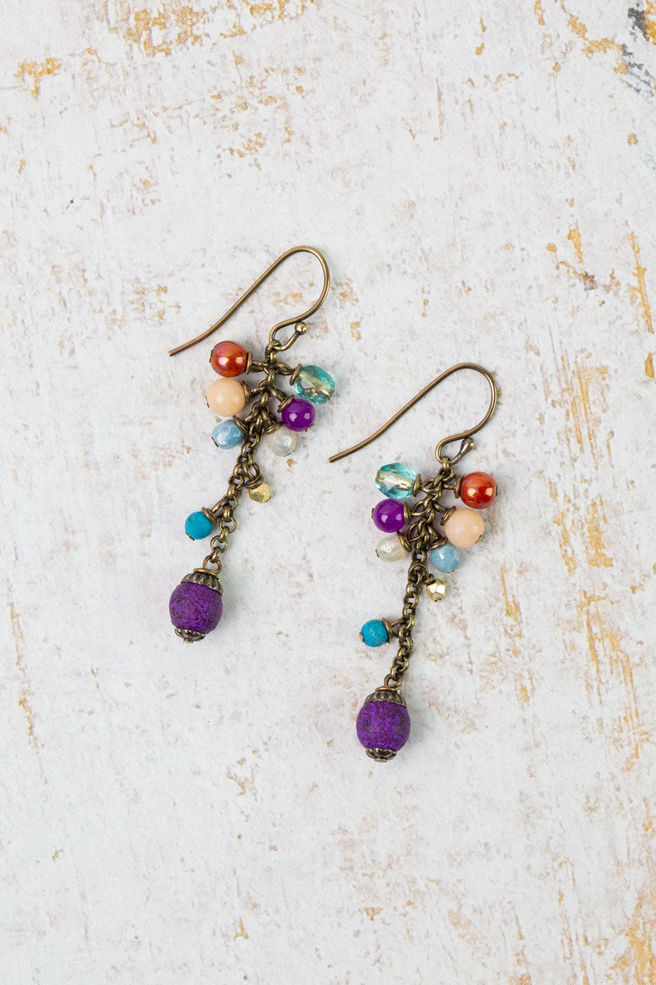Mardi Gras Czech Glass Dangle Earrings