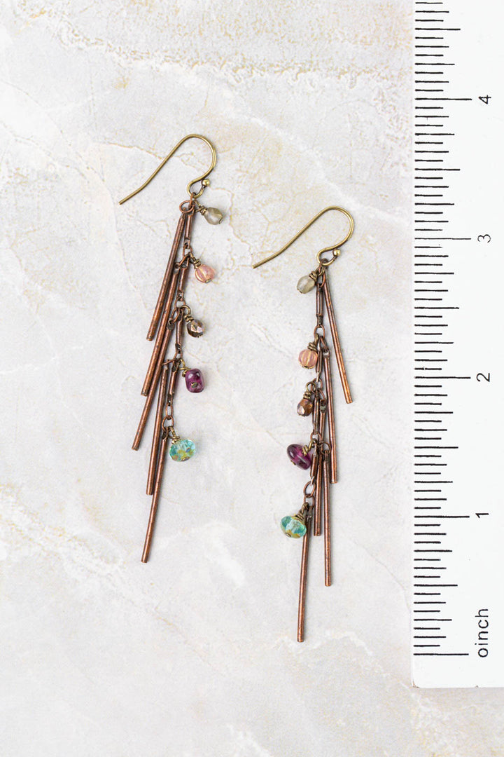 Mauve Copper, Czech Glass Statement Earrings