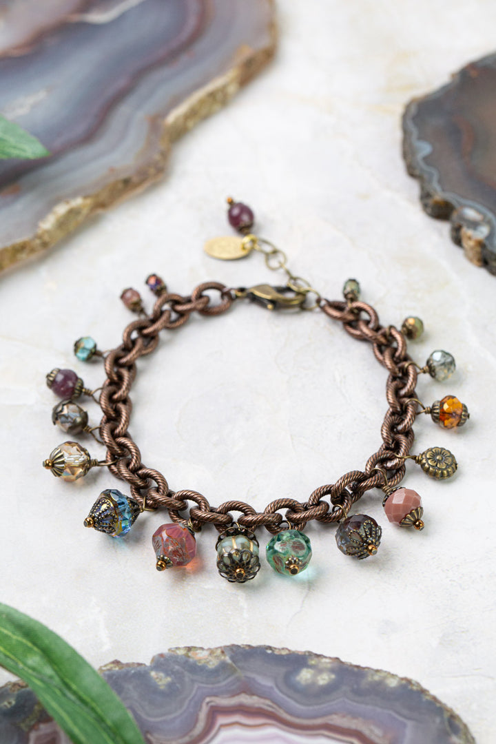 Mauve 7.5-8.5" Czech Glass Statement Bracelet