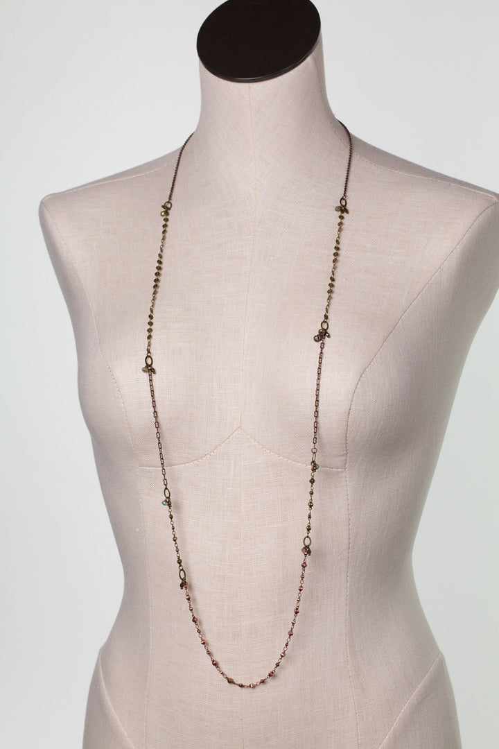 Mauve 22 Or 44" Czech Glass, Copper Chain Collage Necklace