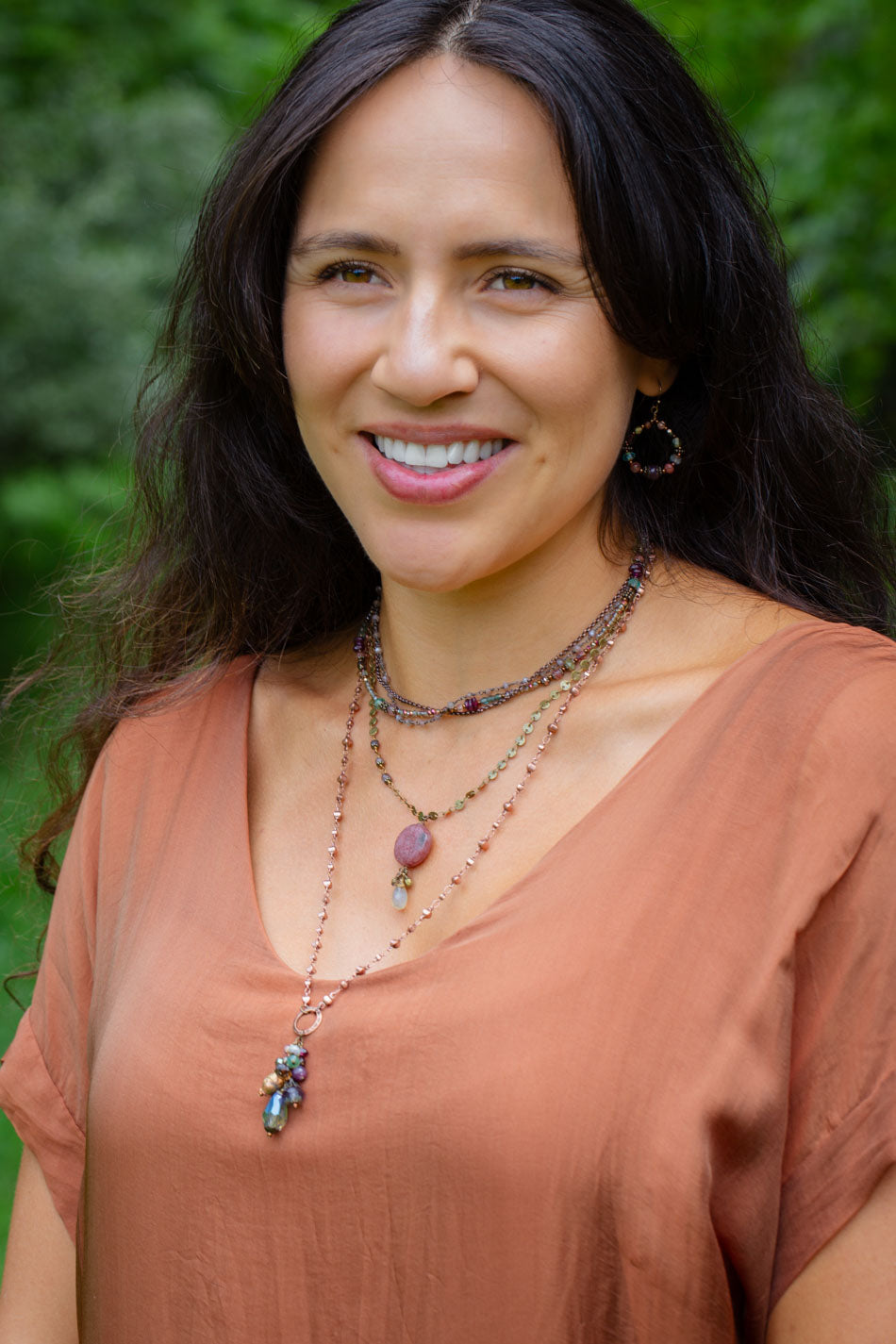 Mauve Mix 24-26" Czech Glass, Crystal, Lepidolite Quartz Cluster Necklace