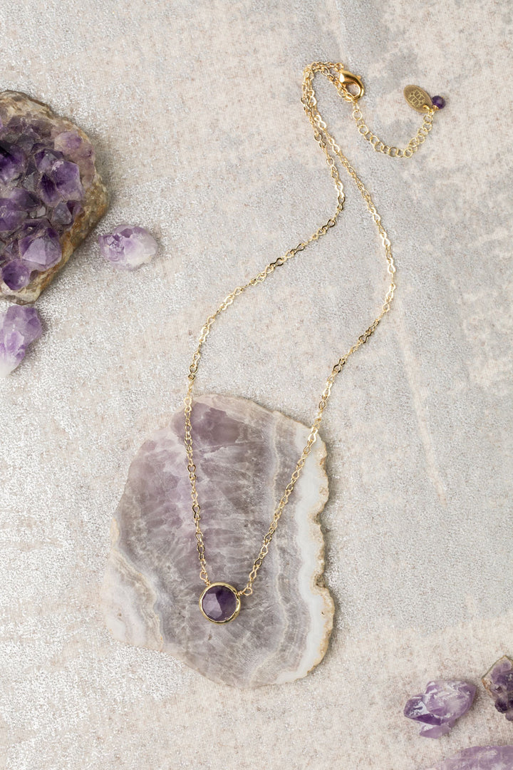 Midnight 15.5-17.5" Amethyst Bezel Simple Necklace
