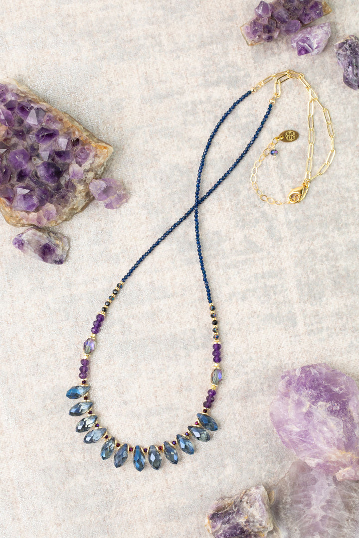 Midnight 18-20" Freshwater Pearl, Czech Glass With Crystal Collage Necklace