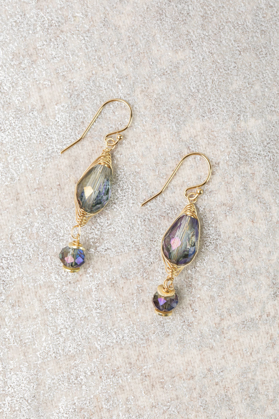 Midnight Crystal Herringbone Earrings