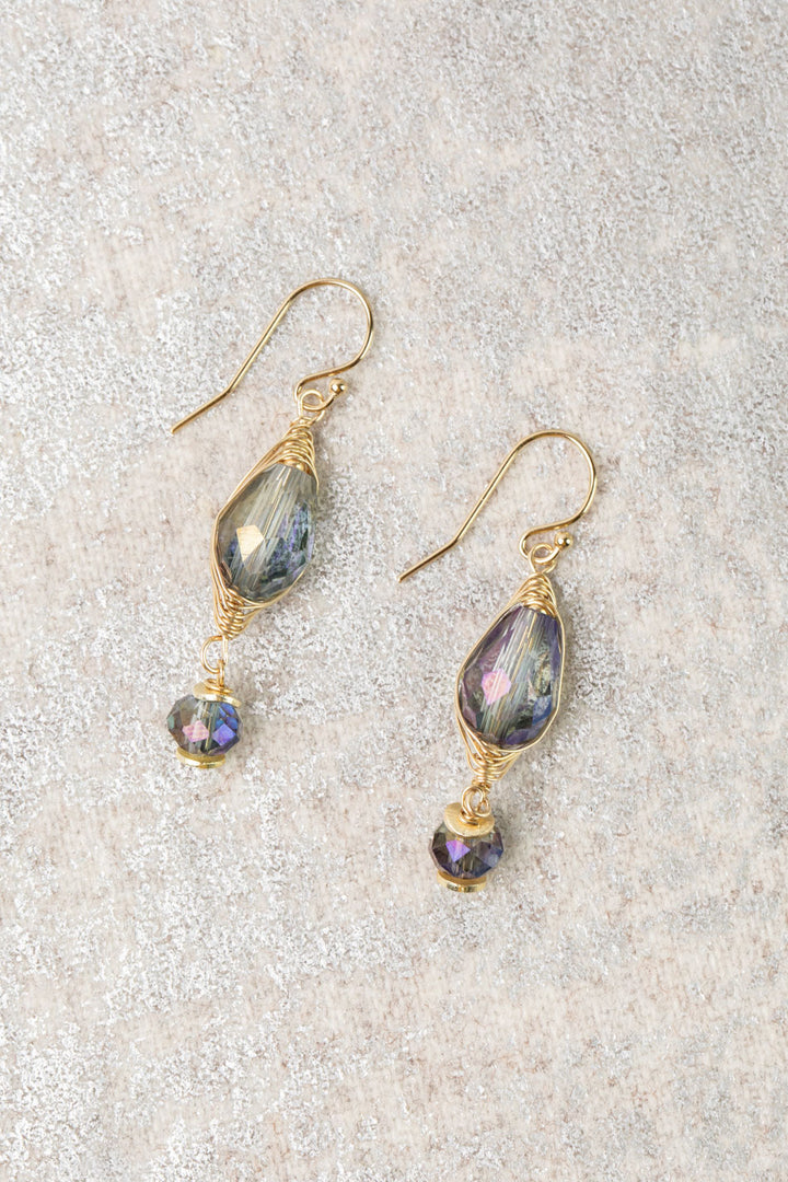 Midnight Crystal Herringbone Earrings