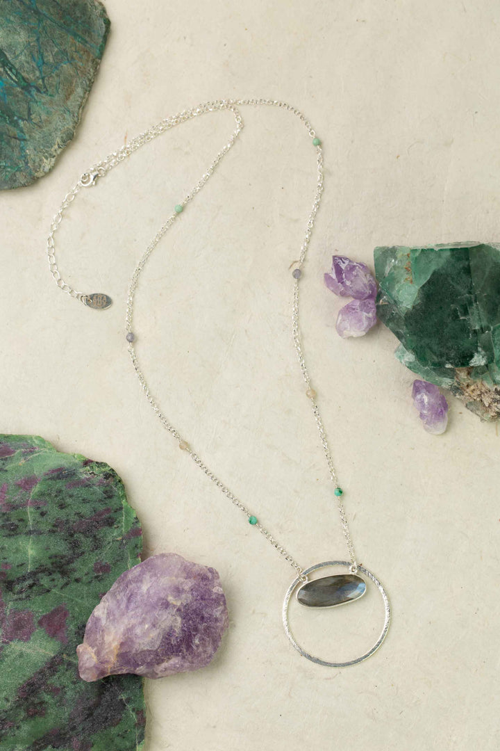 Mystic 22.5-24.5" Labradorite Bezel Statement Necklace