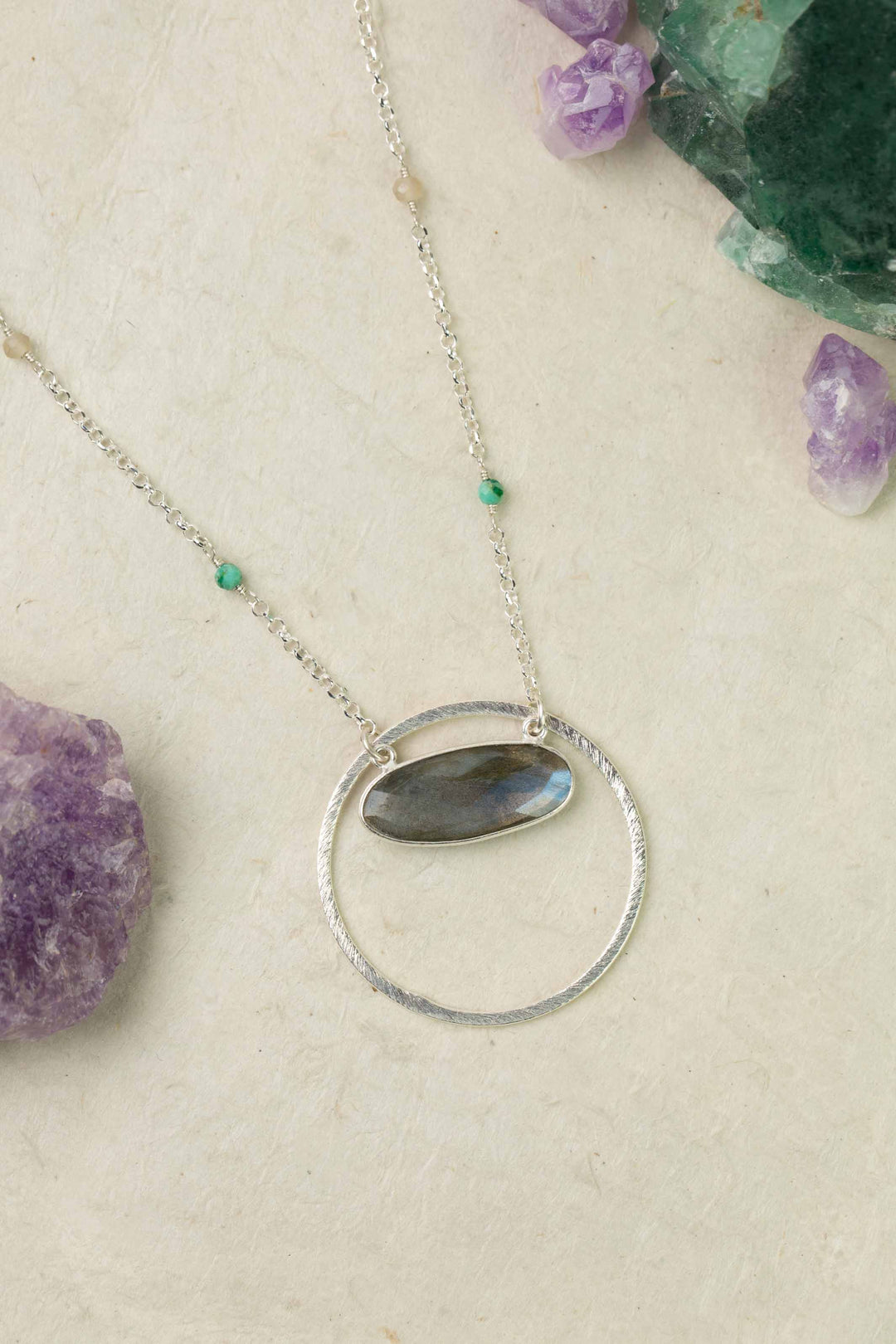 Mystic 22.5-24.5" Labradorite Bezel Statement Necklace