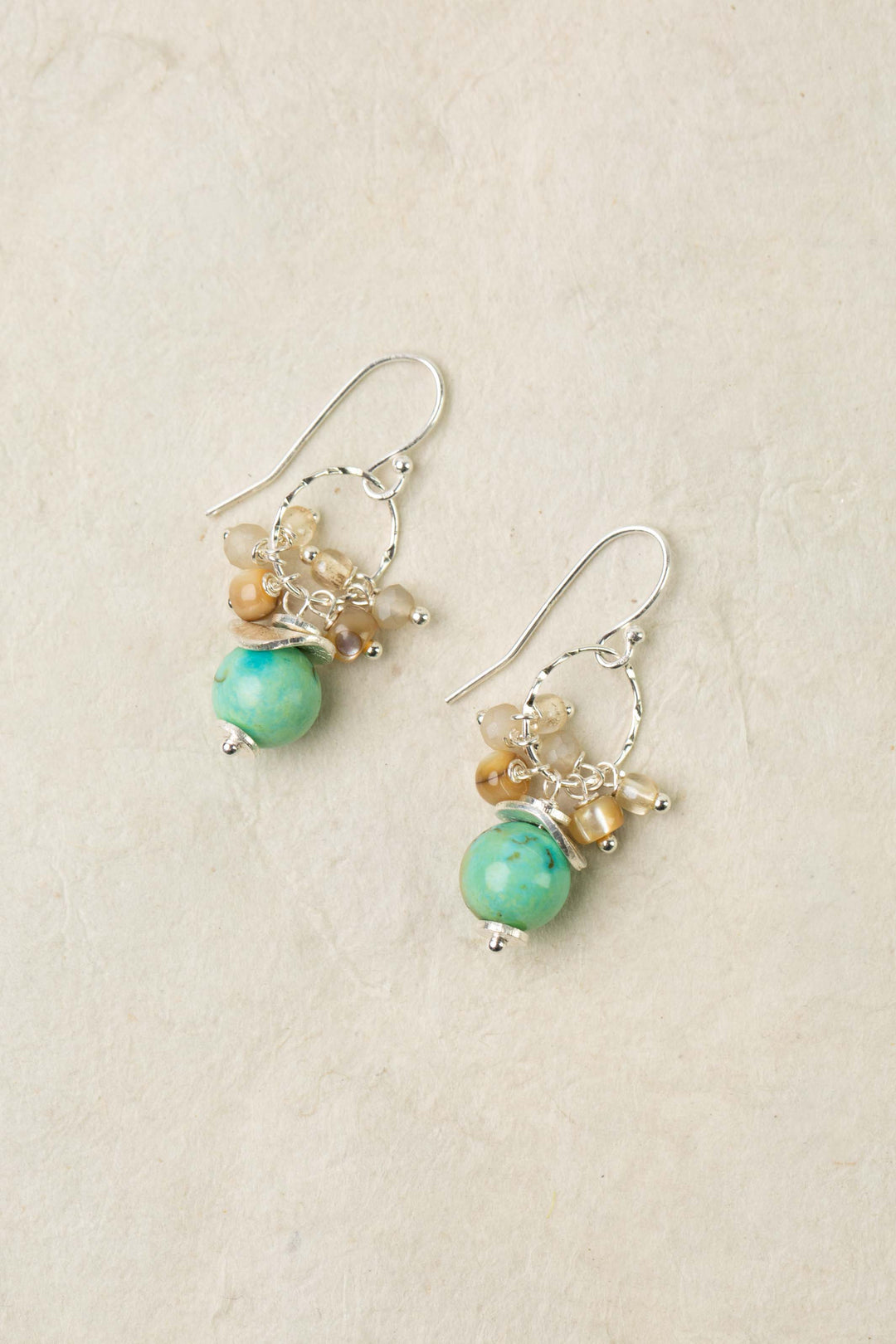 Mystic Turquoise, Abalone Cluster Earrings