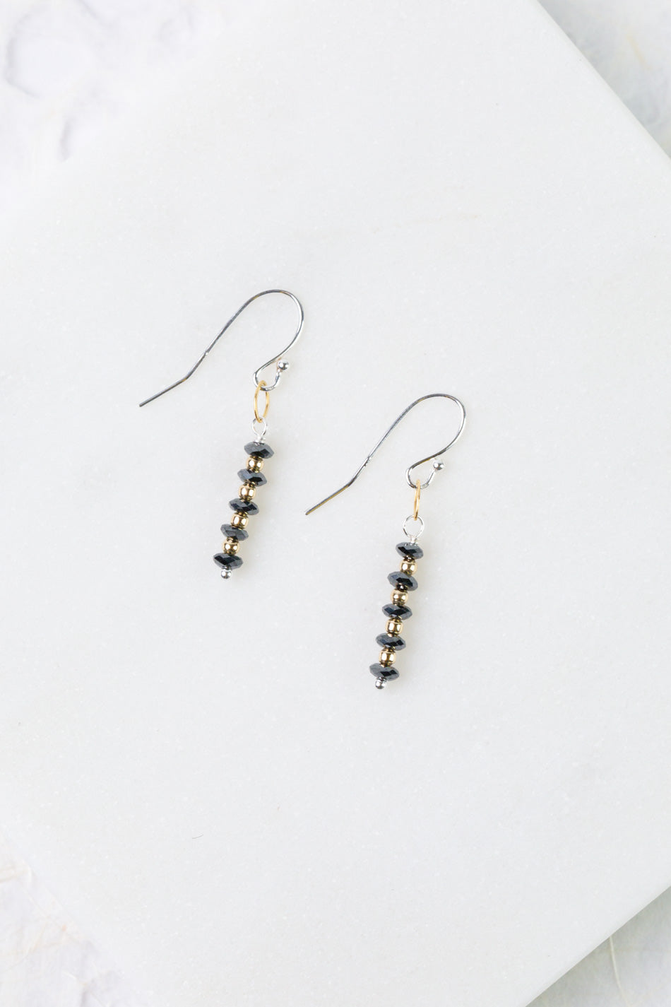 Nightfall Black Hematite Rondelle Simple Earrings