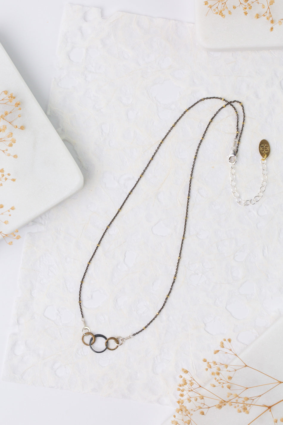Nightfall 16-18" Mixed Metal Circles Simple Necklace