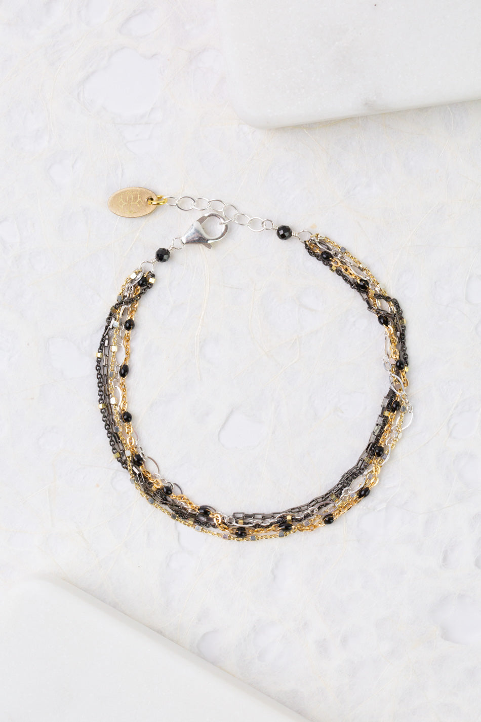 Nightfall 7.5-8.5" Mixed Metal Chain Multistrand Bracelet