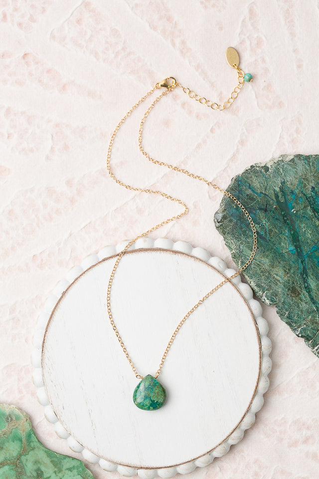 One Of A Kind 15.5-17.5" Chrysocolla Simple Necklace