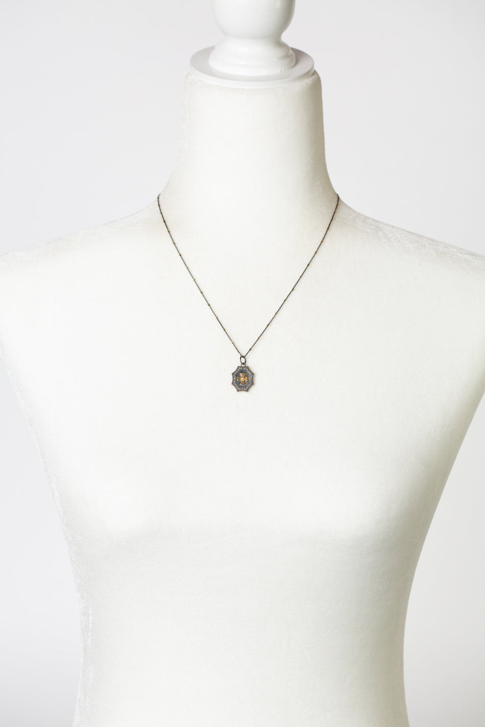 One Of A Kind 18-20" Vermeil Cross With Diamonds Simple Necklace