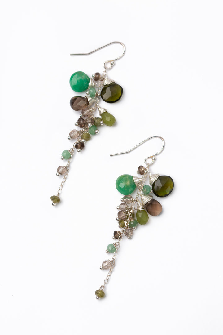One Of A Kind Mixed Gemstones Cluster Earrings