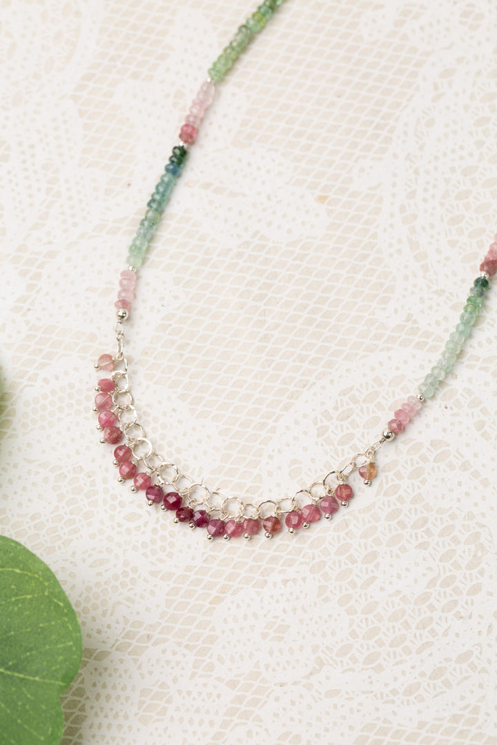 One Of A Kind 15.25-17.25" Watermelon Tourmaline, Pink Tourmaline Cluster Necklace