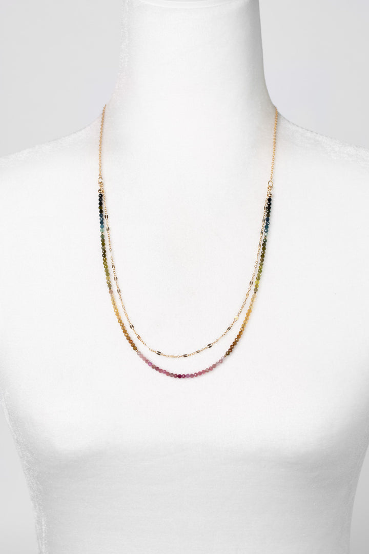 One Of A Kind 23-25" Faceted Watermelon Tourmaline Multistrand Necklace