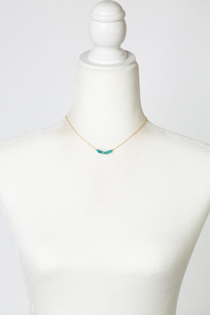 One Of A Kind 14.25-16.25" Turquoise Beaded Bar Simple Necklace
