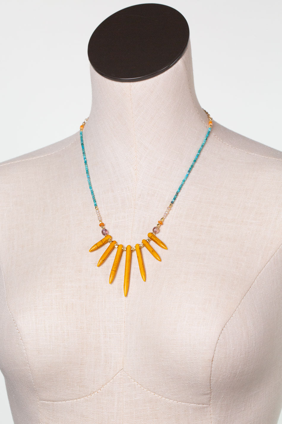 One of a Kind 18.75-20.75" Turquoise, Pearl, Shell Statement Necklace