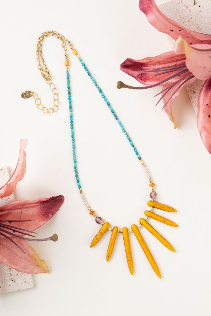 One of a Kind 18.75-20.75" Turquoise, Pearl, Shell Statement Necklace