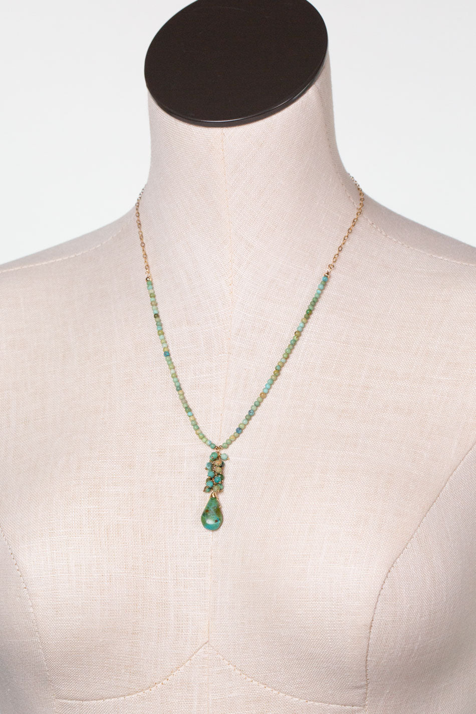 One of a Kind 21.25" Turquoise Cluster Necklace