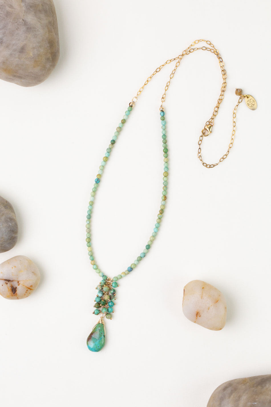 One of a Kind 21.25" Turquoise Cluster Necklace