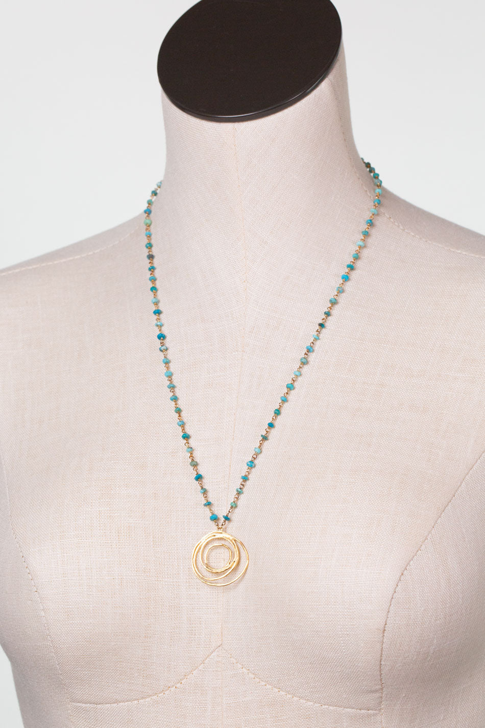 One of a Kind 22.25-24.25" Turquoise With Vermeil Statement Necklace