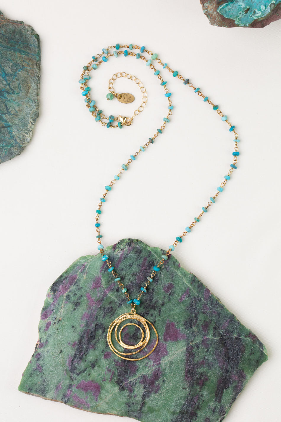 One of a Kind 22.25-24.25" Turquoise With Vermeil Statement Necklace