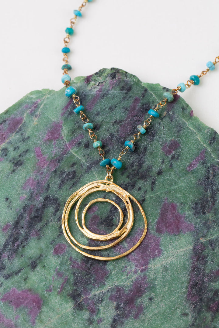 One of a Kind 22.25-24.25" Turquoise With Vermeil Statement Necklace