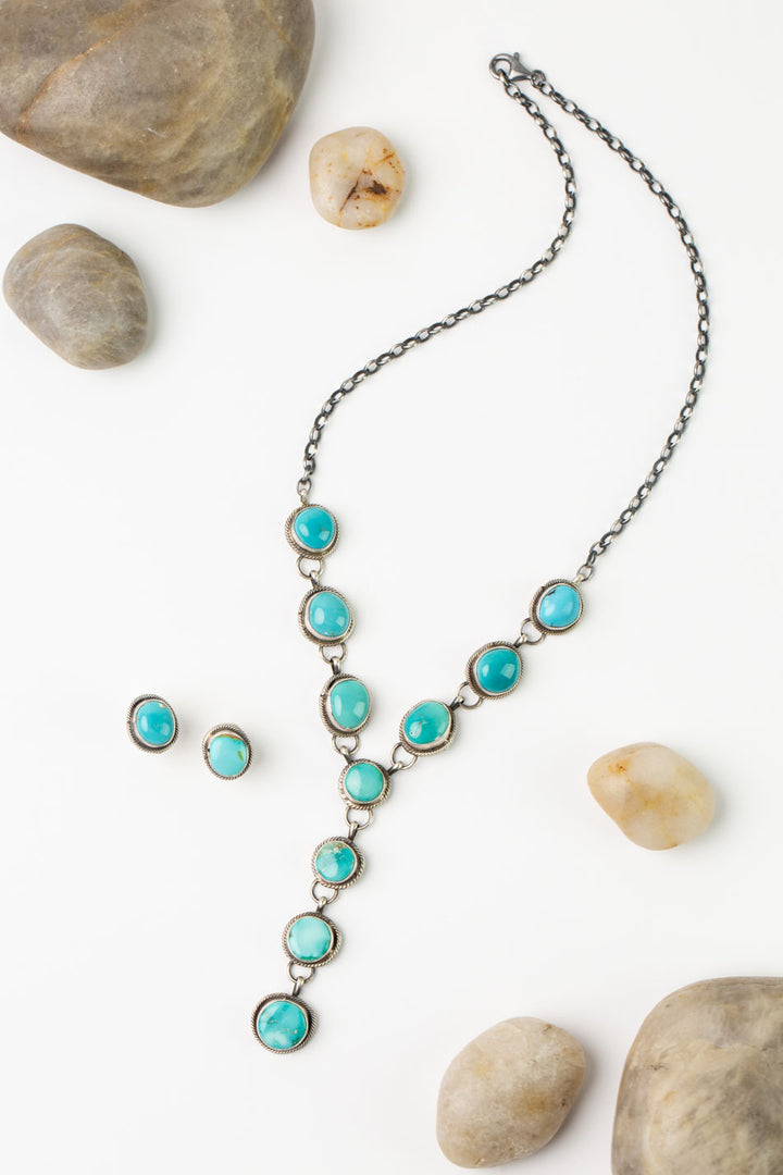 Betta Lee 18.5" Kingman Turquoise Statement Necklace And Earrings Set