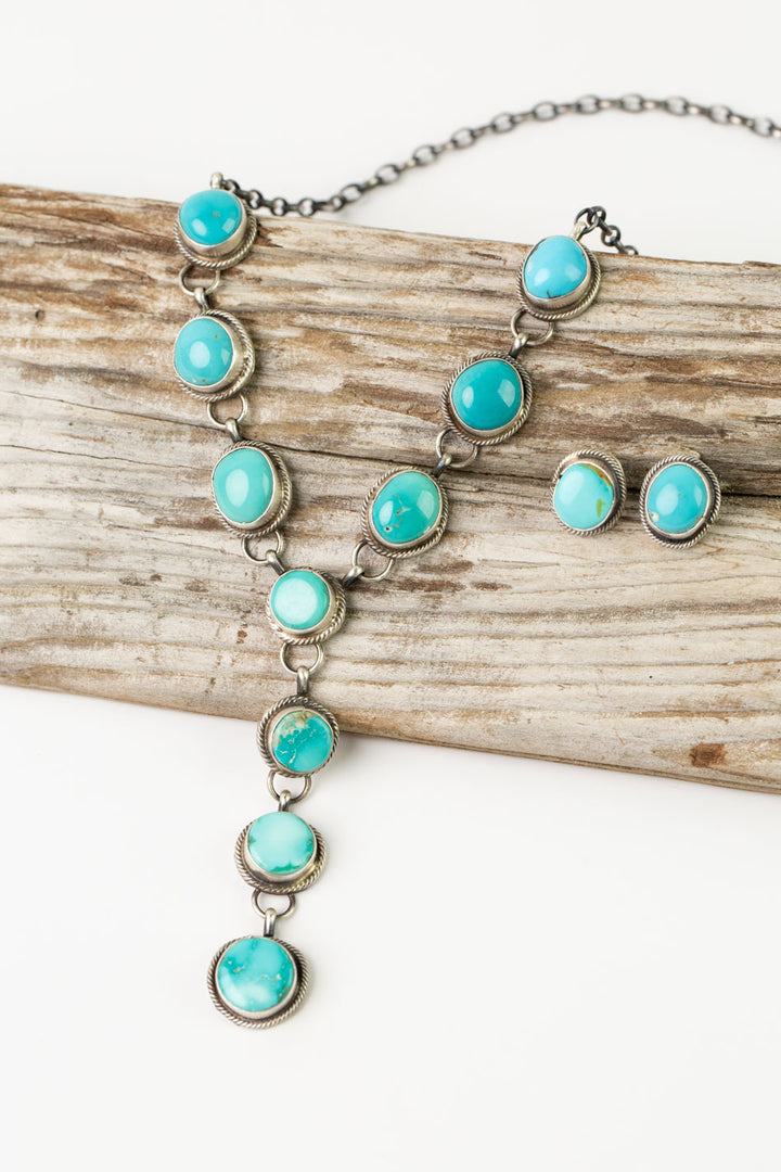 Betta Lee 18.5" Kingman Turquoise Statement Necklace And Earrings Set