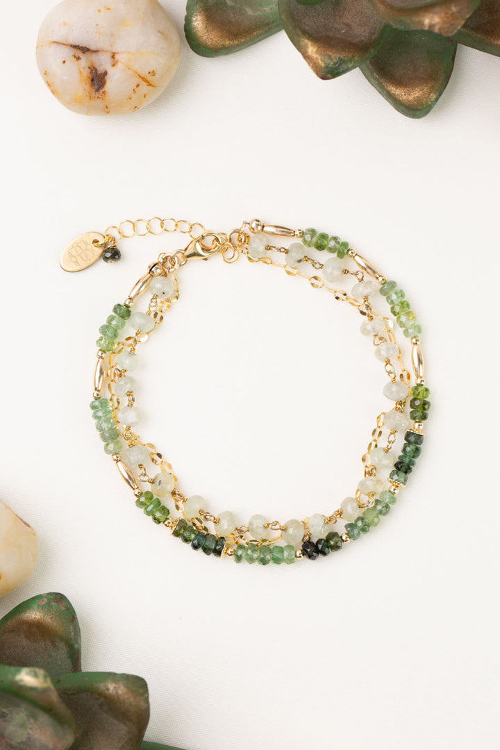 One Of A Kind 7.5-8.5" Green Tourmaline, Green Amethyst Multistrand Bracelet