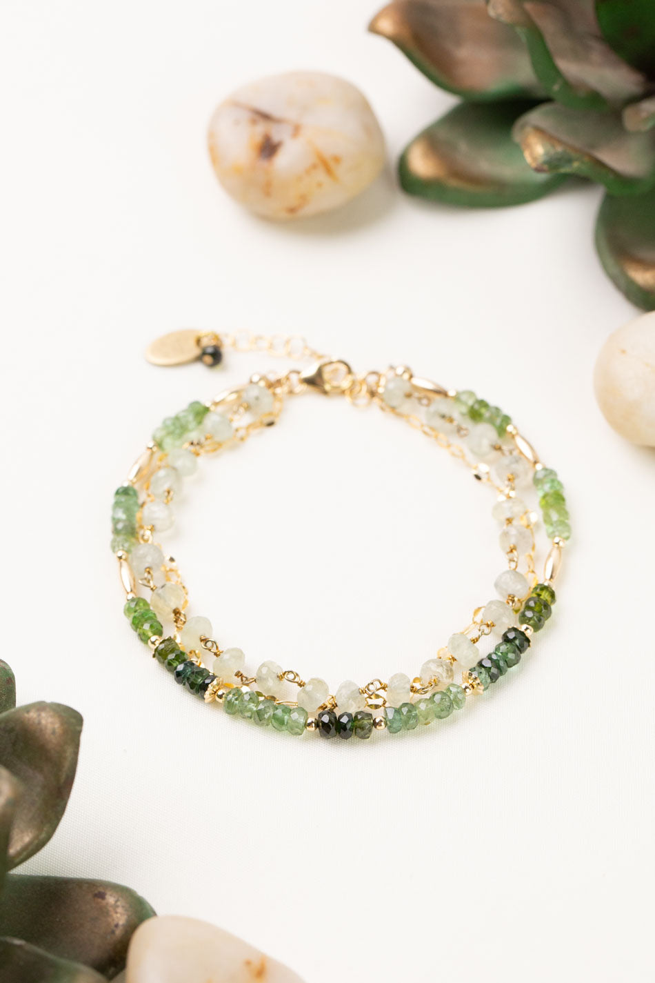 One Of A Kind 7.5-8.5" Green Tourmaline, Green Amethyst Multistrand Bracelet