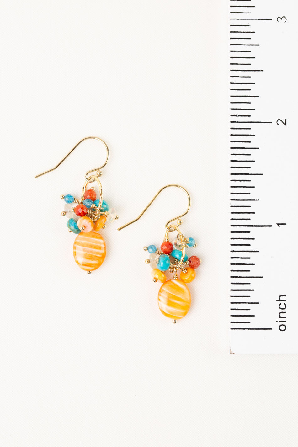 One Of A Kind Turquoise With Spiny Oyster Cluster Earrings