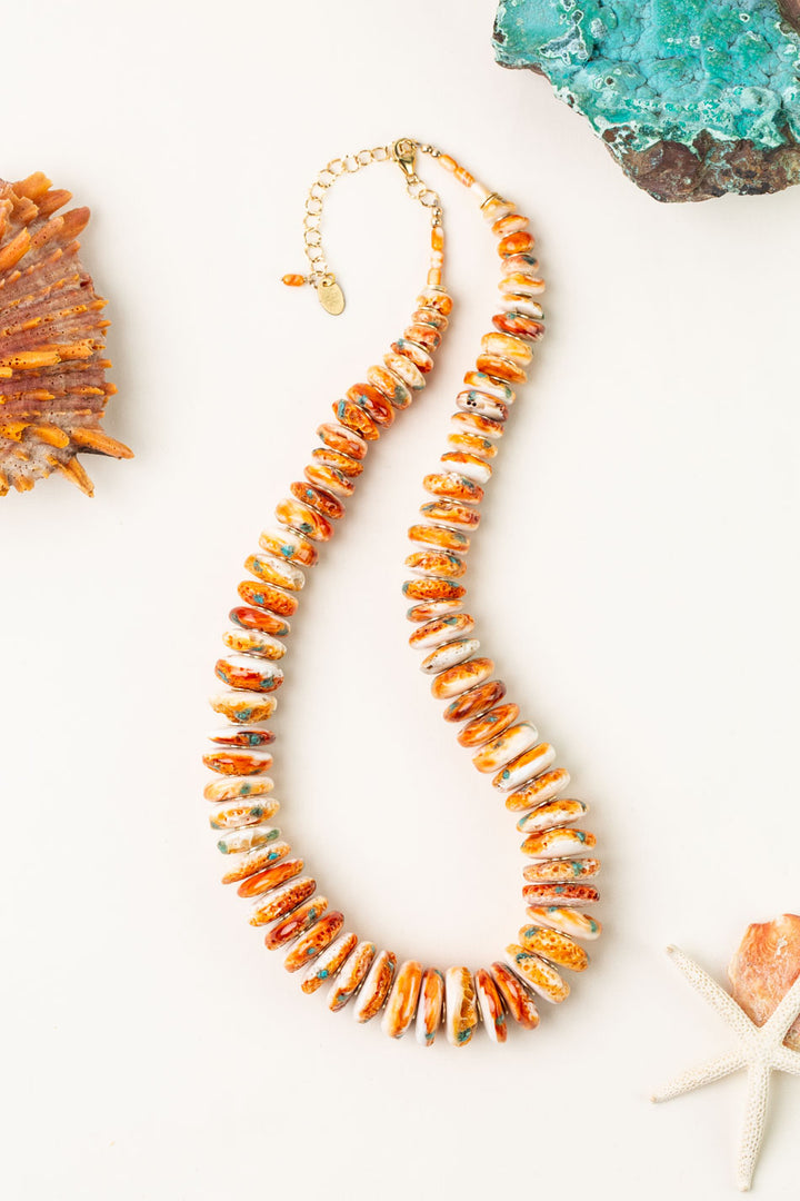 One Of A Kind 21-23" Spiny Oyster Statement Necklace