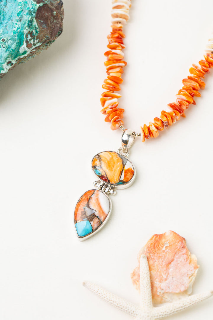 One Of A Kind Adjustable Spiny Oyster, Turquoise, Shell Statement Necklace