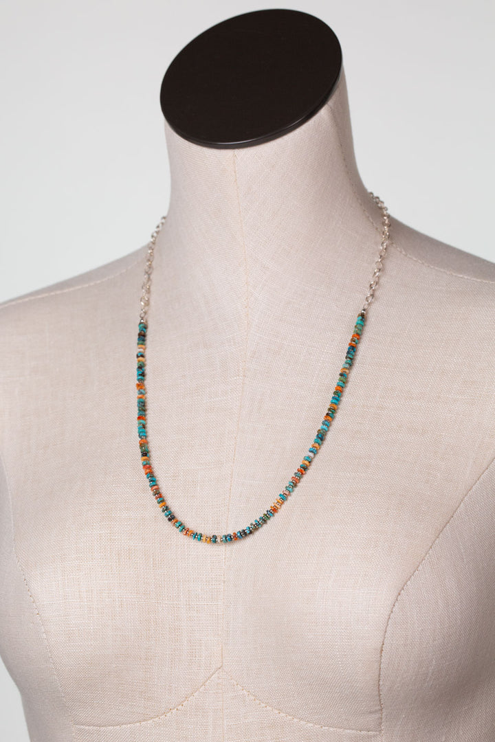 One Of A Kind 21.75-23.75" Spiny Oyster, Turquoise Simple Necklace