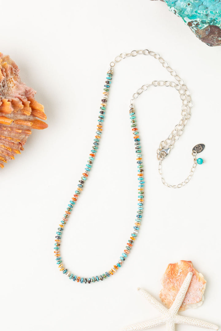 One Of A Kind 21.75-23.75" Spiny Oyster, Turquoise Simple Necklace