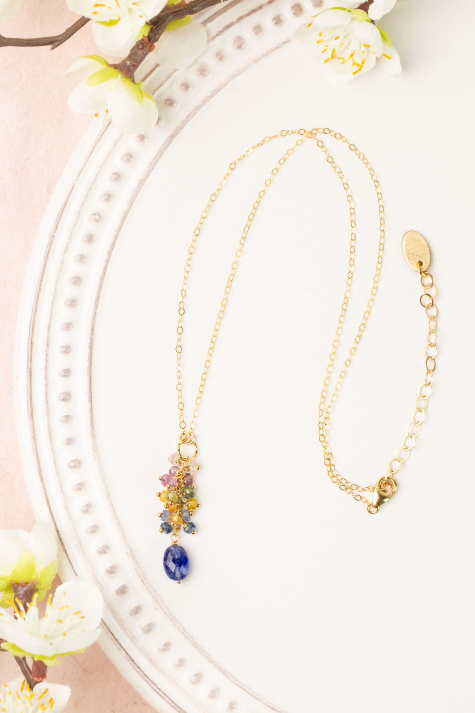 One Of A Kind 15-17" Sapphire Cluster Necklace