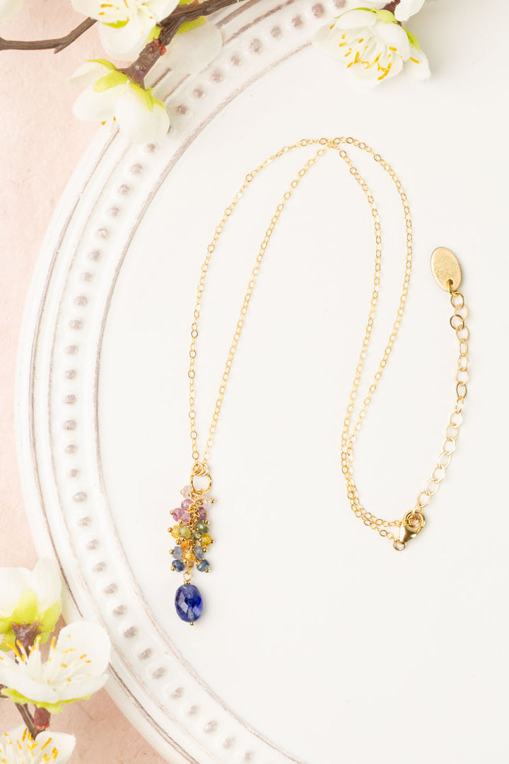 One Of A Kind 15-17" Sapphire Cluster Necklace