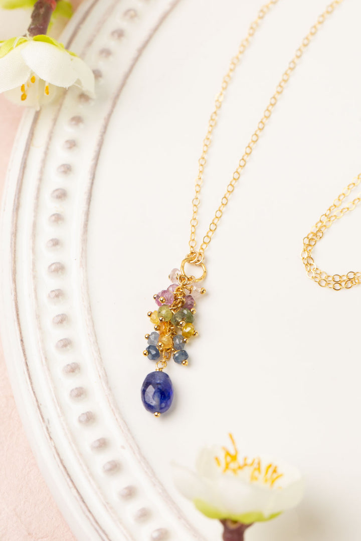 One Of A Kind 15-17" Sapphire Cluster Necklace