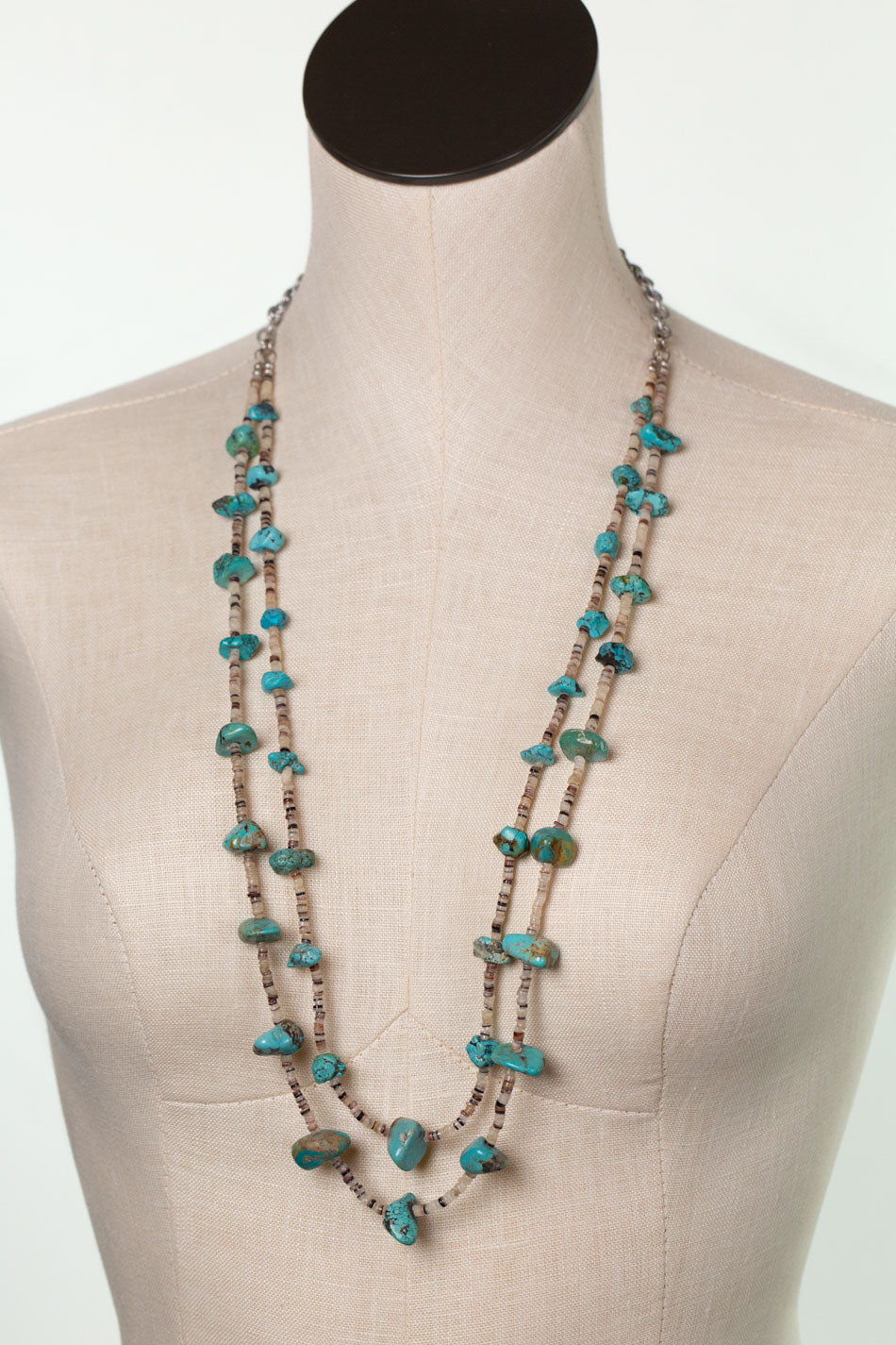 One Of A Kind 31-33" Shell, Turquoise Multistrand Necklace