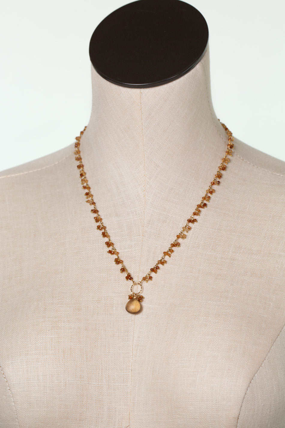 One Of A Kind 17.5-19.5" Hessonite Garnet, Quartz Statement Necklace